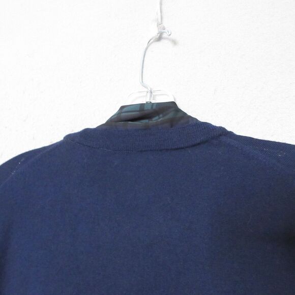 J Crew Sweater XS Blue Tartan Black Watch Plaid Scarf Merino Wool - Picture 8 of 9